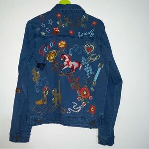 AVANI DEL AMOUR "STATE OF THE UNION" TEXAS EMBROIDERED DENIM JACKET MEDIUM